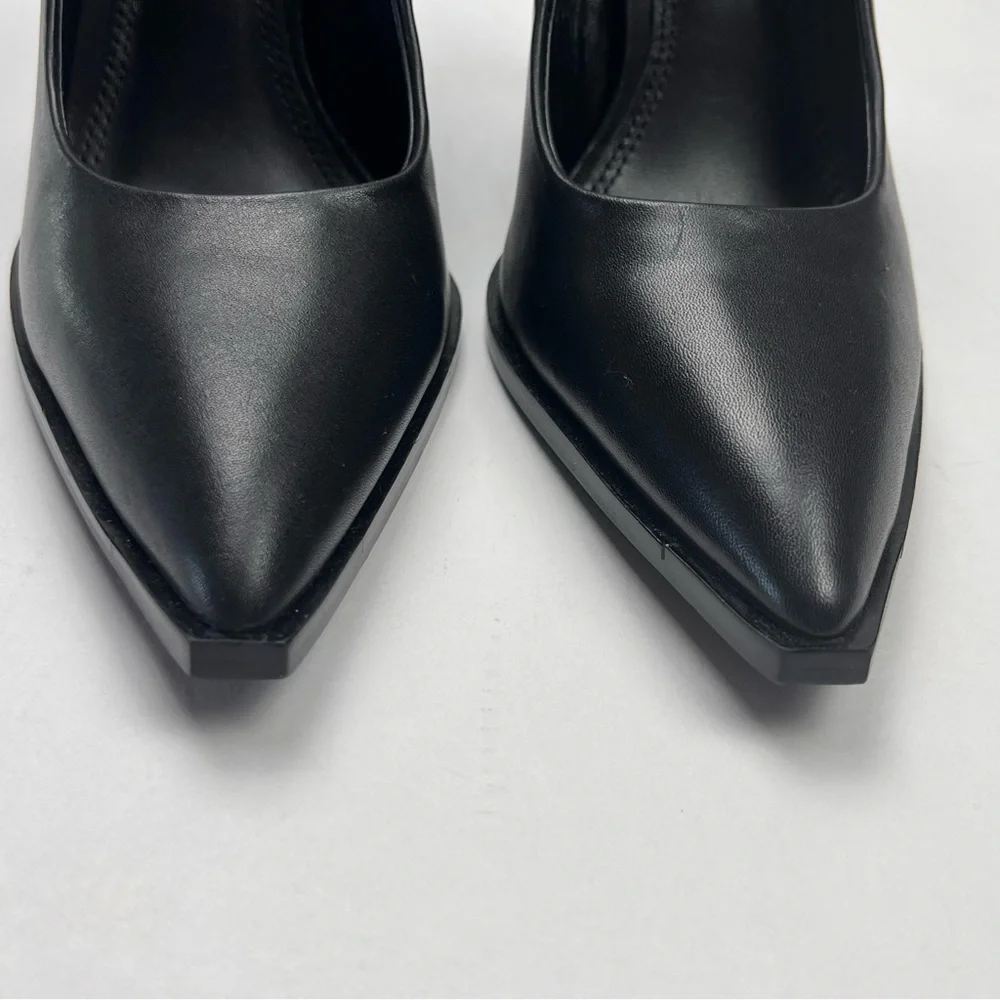Reiss Womens‎ Size 36 5.5 Black Ada Court Leather 4 inch Heel Shoes Office NEW